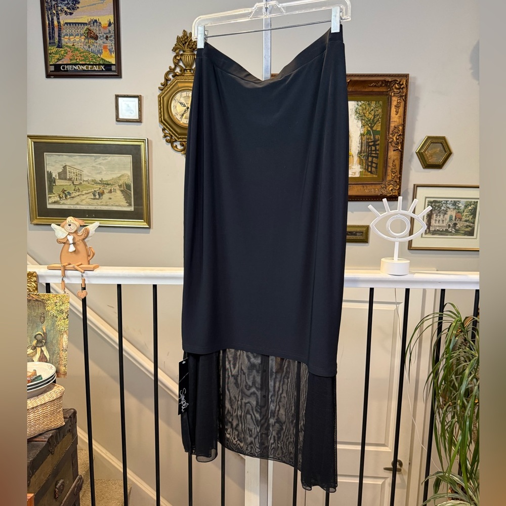Sympli Black Reversible Moxie Maxi Skirt Mesh Overlay Size 10 - Picture 4 of 17